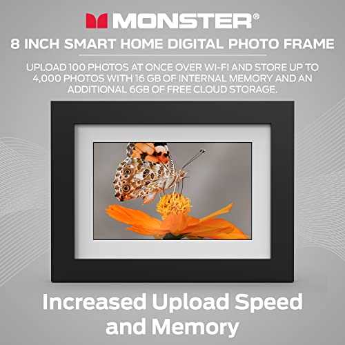 Monster Smart Home 16 Gb Digital Photo Frame, High Definition 1280P Smart Picture Frame- 8 Inch #TOP5