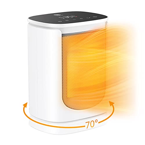 Heizlüfter Energiesparend 2000W, Keramik Elektroheizung mit Thermostat, Mini Heizlüfter mit Kaltstufen und drei Leistungsstufen, 3 Modes, 70°Oszillierende, 12H Timer, Für Innen Wohnräume Büro Cover