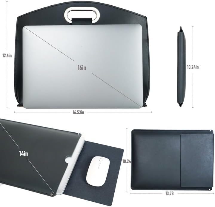 2PCS Laptop Bag for Women, Waterproof Leather 14-16In for Laptops and iPad Cases, Work Tote Bag Briefcase for Women - Image 3