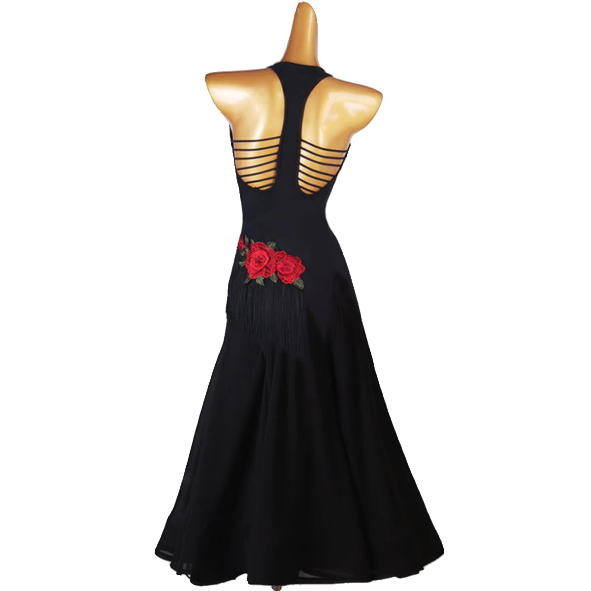 Vestidos De Baile De Salón Bordados Ropa De Entrenamiento De Salsa con Flecos para Mujer Traje De Actuación De Tango Y Vals Traje De Flamenco Hueco con Falda Evasé