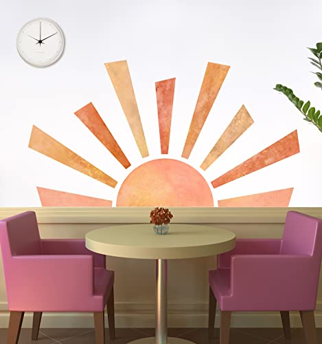 Vinilos decorativos sol gigante removibles naranja y amarillo miniatura 3