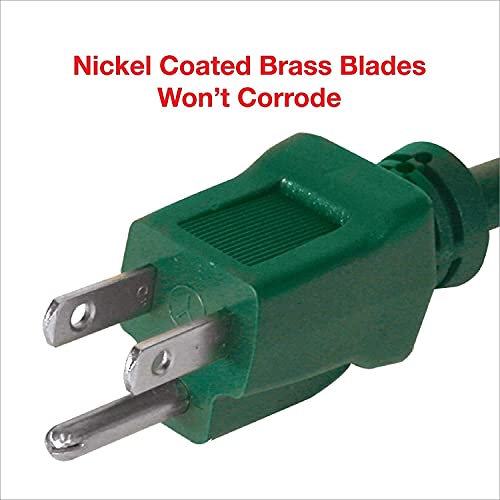 Clear Power 35 Ft 3 Outlet Lawn & Garden Outdoor Extension Cord 16/3 Sjtw, Green Power Cord For Holiday Lighting & Decoration, 3-Prong Grounded Plug, Water & Weather Resistant, Dcoc-0194-Dc #TOP1