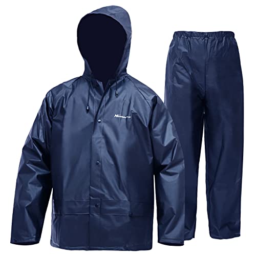 Men's Rain Suit Waterproof Rain Work Gear Ultra-Lite Rain Jacket and Pants Rainwear