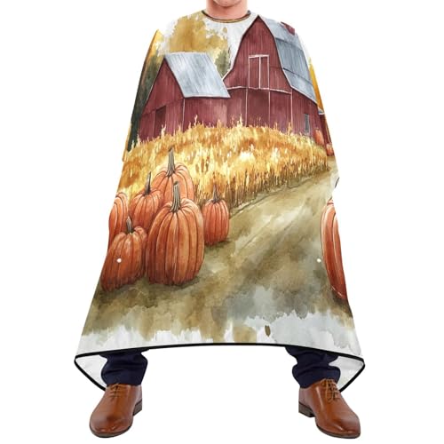 Capa impermeable profesional para corte de cabello Pumpkin Field con cierre ajustable de broche para estilismo y peluquería miniatura 1