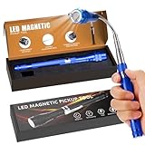 Magnetic Flashlight Pickup Tool Dad Gifts Cool Magnet Telescoping Gadgets with LED Gifts for Mens Husband Him Blue