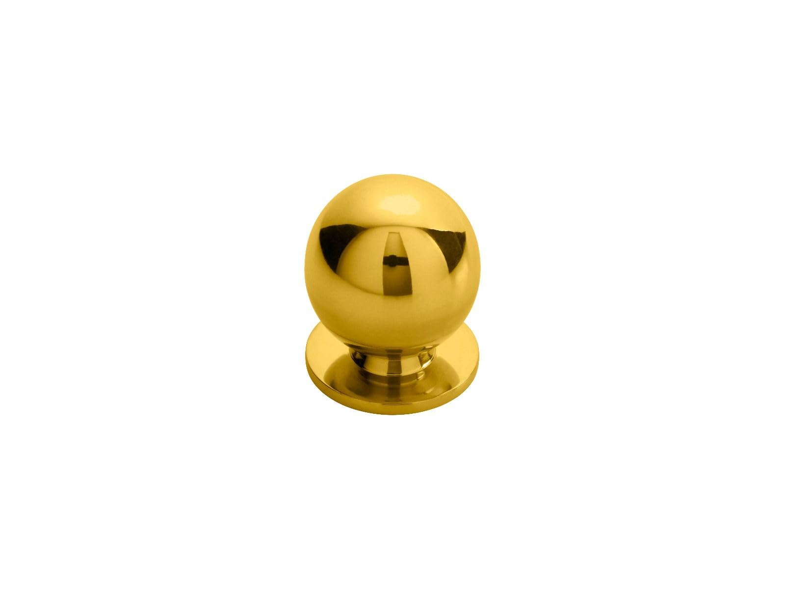 Solid Ball Cabinet Cupboard Door Knob - Polished Brass (30mm)