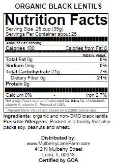 Black Beluga Lentils 5 Pounds Whole Usda Certified Organic, Non-Gmo Bulk, Product Of Usa #TOP4