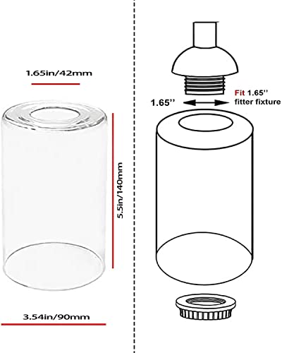 Eietonte 3 Pack Clear Glass Shade, Cylinder Light Fixture Replacement Globe Or Cover With 1-5/8-Inch Fitter,5.5Inch Height 3.5Inch Width Wall Sconce Pendant Light Glass Replacement Fixture thumb #2