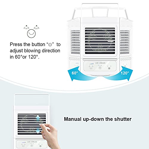 Portable Air Conditioner With 3 Wind Speeds,60°&120°Auto Oscillation Evaporative Portable Air Conditioner Fan,Quite Personal Air Cooler Humidifier For Home Office Outdoor,White #TOP6