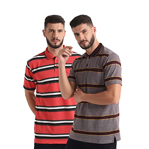 Image of INKKR Striped Men Polo Neck Half Sleeve T-Shirt