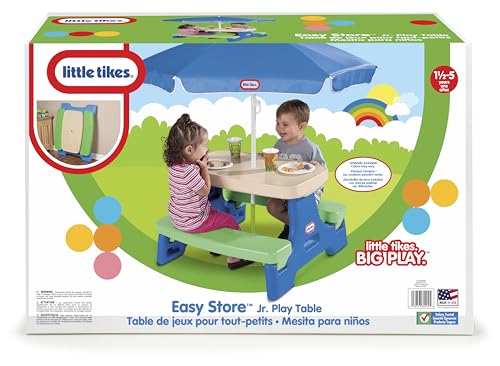 Little Tikes Easy Store Jr. Picnic Table with Umbrella - Blue / Green, 27.25''L x 27.00''W x 18.25''H - image 6