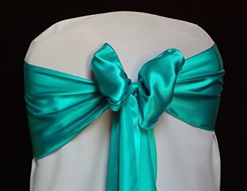 MDS 125 Pieces Satin Chair Sashes Bow for Wedding and Events Supplies Party Decoration Chair Cover sash -Sea Green