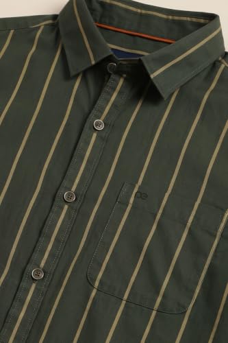 Image of Peter England Men Cotton Striped Slim Fit Shirt