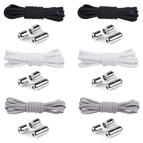 Nutabevr 6 Pares Cordones Elásticos Sin Nudo con Hebilla Metal, Cordones Ajustables Resistentes con Cierres Magneticos, Zapatillas Deporte Para Zapatos Deportivos, Niños y Adultos