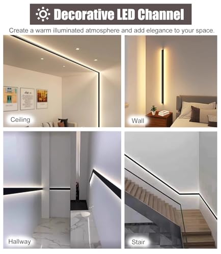 Dimensioni delle modanature per soffitti, Modanatura della finitura del soffitto in alluminio Modanatura della corona del diffusore a canale LED bifacciale Lunghezza personalizzata(15ft (4.6m))