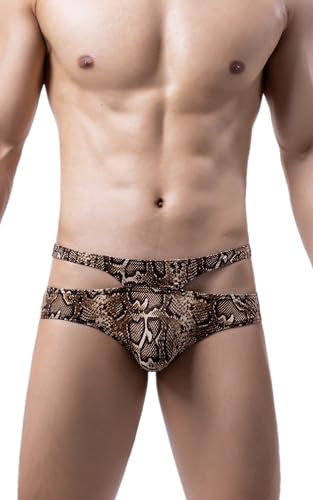 Men's Ice Silk Low Rise Leopard Bikini Briefs Underwear