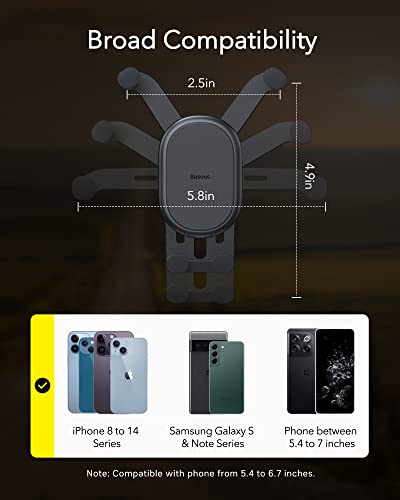 Baseus SUWX030001 Wireless Car Charger, 15W Fast Charging Phone Mount For Car Vent, Car Phone Holder With Enlarged Charging Coil For Iphone 15 14 13 12 11 10 8 Pro Max Xs, Samsung Galaxy S&Note Series Google Lg thumb #6