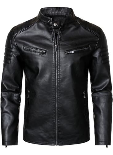 HOOD CREW Faux Leather Motorcycle Jacket