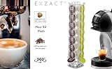 EXZACT Uchwyt na kapsułki z kawą, kompatybilny z Dolce Gusto (32 x kapsułki), stojak na kapsułki z kawą Dolce Gusto, dozownik kapsułek/stojak na kapsułki, obracany o 360°, antypoślizgowy