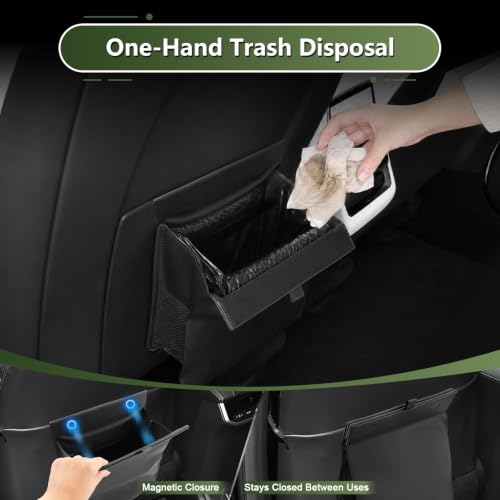 Image of for Car Trash Bag for 2020-2026 Ford Bronco Sport Rear Seat Hanging Trash Can with Magnetic Closure PU Leather Trash Bin Foldable Garbage Bag & Organizer