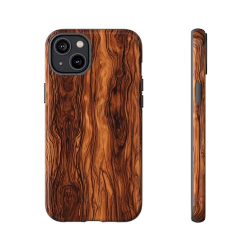 Coque rigide pour iPhone 14 Plus antichoc anti-rayures aspect bois châtain