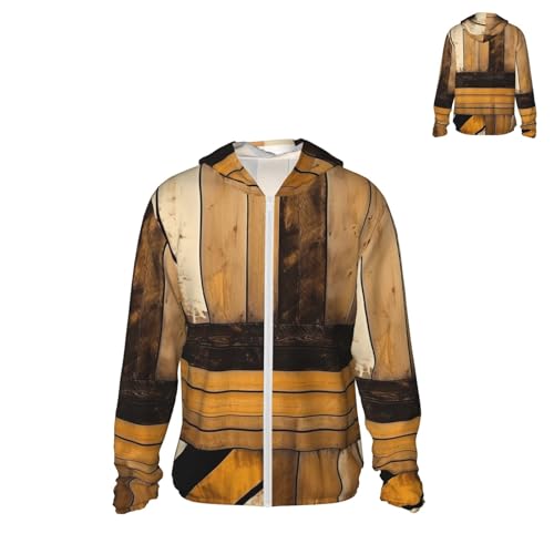 Men's UPF 50+ Sun Protection Hoodie Long Sleeve Fishing Shirts Quick Dry Rustic Wooden Sun Shirt Jacket