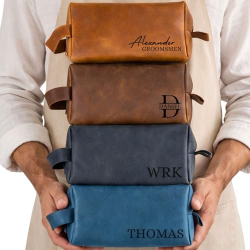 Personalized Leather Toiletry Bag