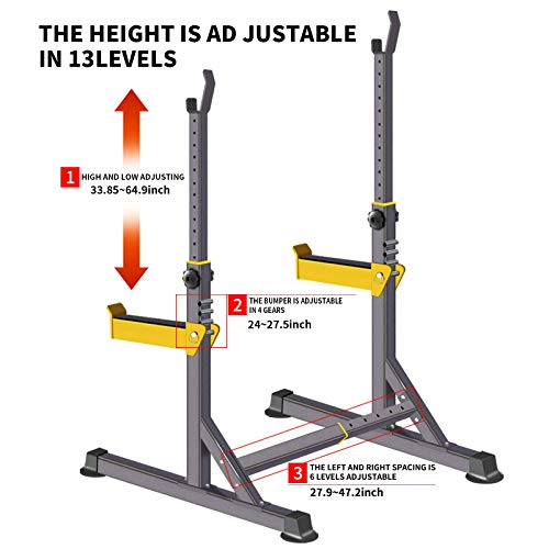 Adjustable Squat Rack Multi-Function Barbell Rack Dip Stand Barbell Stand Weight Lifting Rack Home Gym Fitness Weight Lifting Bench Press Dipping Station