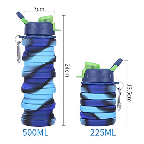 konlongzan Collapsible Water Bottles 3 Pack Expandable Water Bottle 500ml for Travel Camping. (Colorful)
