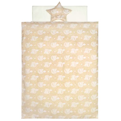 un doudou 日本製 ミニサイズ ベビー布団 8点セット オーガニックコットン ダブルガーゼ 月とトラ ベージュ 60×90cm 綿100% 星型まくら 全部洗える 1159M-BE C-140