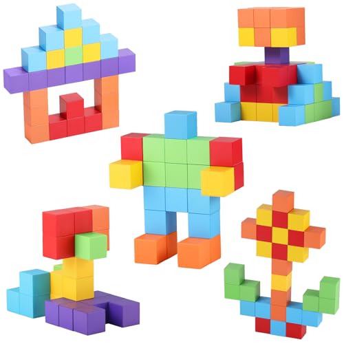 GAGAKU Bloques Magnéticos Construcción - 30 Piezas Magnéticos Cubos Bloques para 18+ Mes Bloques Magnéticos Construcción Número Preescolar