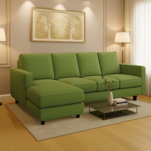 Image of The MM Furniture store Premium Fabric Sofa - Olive (6 Seater - LHS)