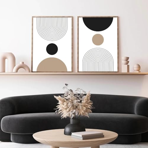 Peinture sur toile de lignes géométriques abstraites déco moderne 35x50cm x 2
