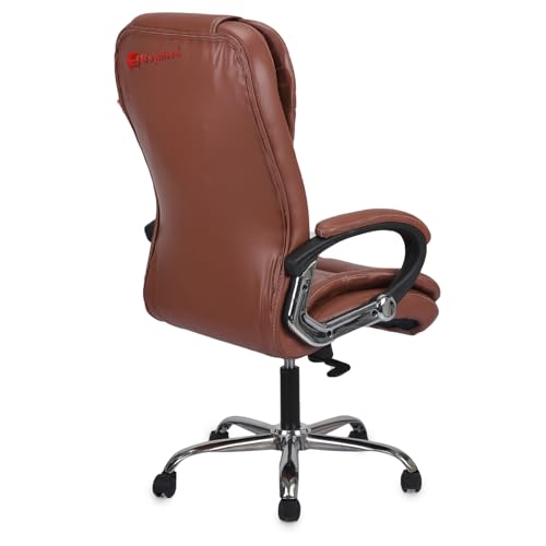 Image of GOYALSON Doctor Ortho Lumbar Support Spine Care High Back Office Executive Boss Black Revolving Chair | Made in India (Bolish Handle Tan)