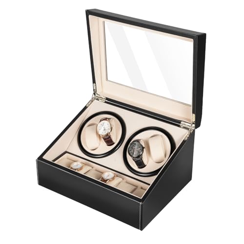 DYRABREST Automatic Watch Winder with 4 Watch Rotator & 6 Watch Storage for for Men/Women