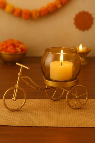 Image of The Purple Golden Cycle Tealight Candle Holder for Diwali Decoration | Festive Home Decor, Table Centerpiece, Diwali Tea Light Holder for Living Room, Pooja & Gifting (Pack of 1)