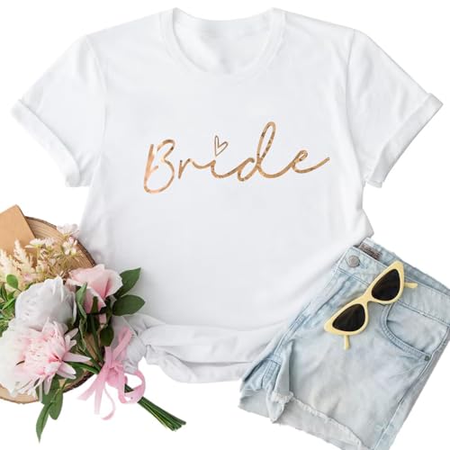 WOOD MEETS COLOR T-Shirt Team Bride Bridejungfer Tshirt Tshirt Frauen Junqgesellenabs chied T-ShirtRose Gold Bride White S