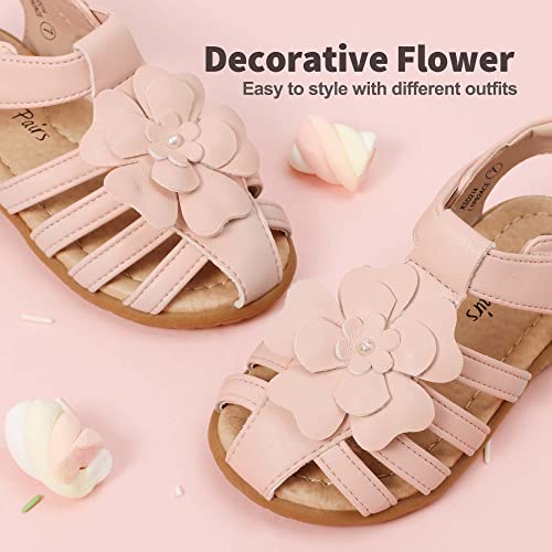 Image of DREAM PAIRS Girls Toddler /Little Kid Closed-Toe Flower Summer Dress Sandals Shoes