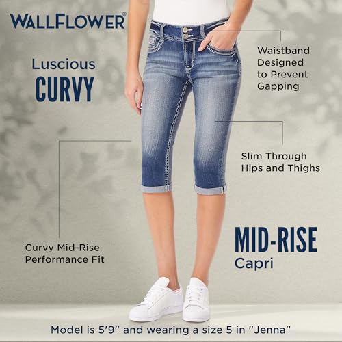 WallFlower womens Luscious Curvy 17" Capri Mid-rise Insta Stretch Juniors (Standard and Plus)4