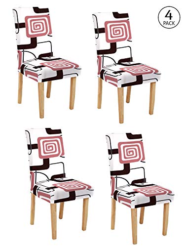 Image of Cortina Dining Chair Slipcover | Anti Slip Chair Cover | Geometric Print, Removable & Easy Wash | Universal Fit Super Soft Stretchy Polyester Spandex | Living Room, Kitchen, Hall | Pack of 4, Multi 6