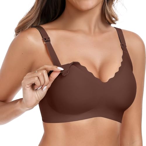 Image of Vertvie Seamless Nursing Bras for Breastfeeding Jelly Support | No Underwire, Maternity Sleep Bralettes, Pregnancy Wireless Bra for Women, Full Coverage, V-Neck, Comfortable, Breathable