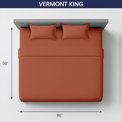 Image of SGI bedding 96 inchx96 inch 4 Pc Vermont King Sheet Set 600 TC 12 inch Deep, Terracotta