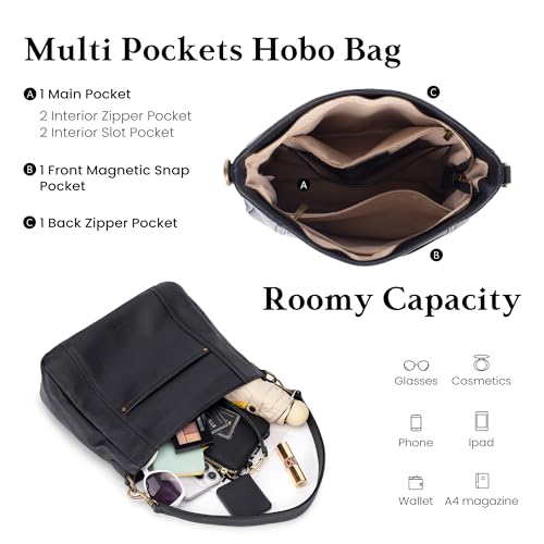 befen Genuine Leather Hobo Crossbody Bags for Women Retro Leather Purses Handbags Shoulder Bag with 2 Shoulder Straps3