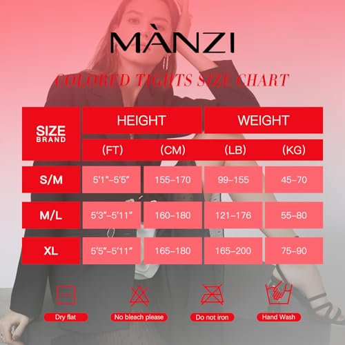 Image of MANZI Women's Solid Color Semi Opaque Footed Tights Soft Stretch Pantyhose