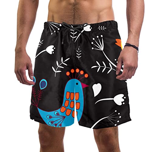 Maillots de bain pour hommes JDEZ avec finitions soignées et imprimé oiseaux haute définition