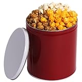 Uncle Myron's Christmas Popcorn Tin - Caramel & Cheddar Cheese Popcorn Tin - 1 Gallon Holiday Popcorn Tin, Popcorn Tins with Popcorn 3 Flavors (Red Tin)