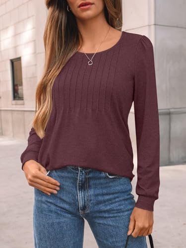 Womens Long Sleeve T-Shirts Dressy Business Casual Tops Tunic Fall Fashion Crewneck Blouse Trendy Winter Outfits 20252