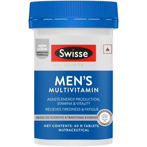 Swisse Men's Multivitamin - Manufactured In Australia, Imported Multivitamin From Australia's No.1 Supplement Brand - Boosts Energy, Stamina & Vitality With Ginseng & 35 Other Vital Herbs, Vitamins & Minerals (60 Tabs)