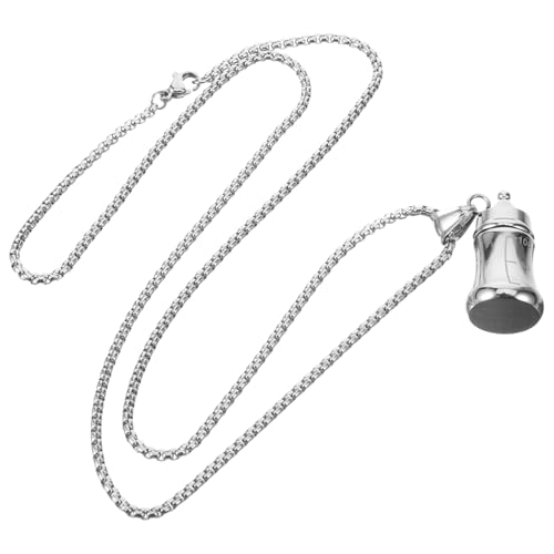 IMIKEYA Collar Colgante de Frasco para Líquidos Collar de Vial de Acero de Titanio Cadena de Perlas Cuadradas Accesorio de Moda Versátil para Uso Diario