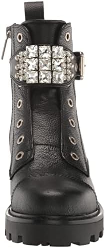 KARL LAGERFELD PARIS Women's Lug-Sole Maeva Combat Boot with A Crystal Detailed Fashion, Black, 7 | Image 1